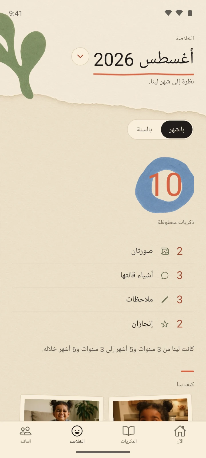 الخلاصة الشهرية في Little Now بالعربية